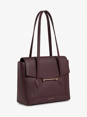 Strathberry Mosaic Tote Oxblood Burgundy Pebbled Leather NWOT Dust Bag
